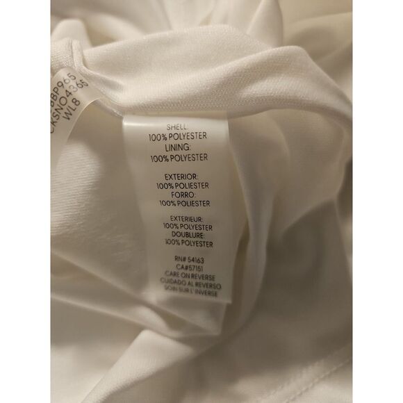Calvin‎ Klein Women's Cream & Tan Floral Embroidered Belted Faux Wrap Dress S - Picture 10 of 10